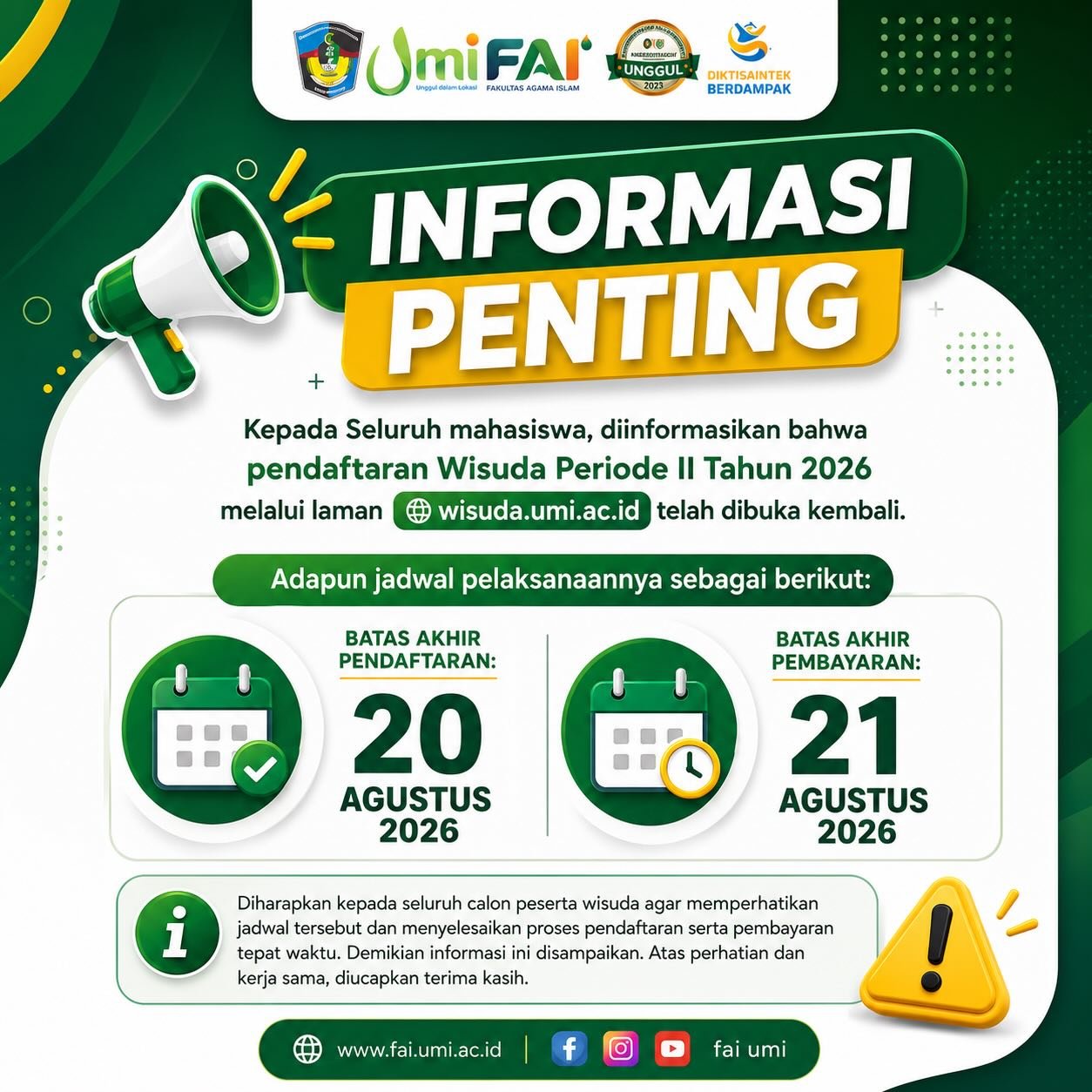 INFORMASI PENTING – WISUDA PERIODE II TAHUN 2026